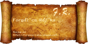 Forgács Réka névjegykártya